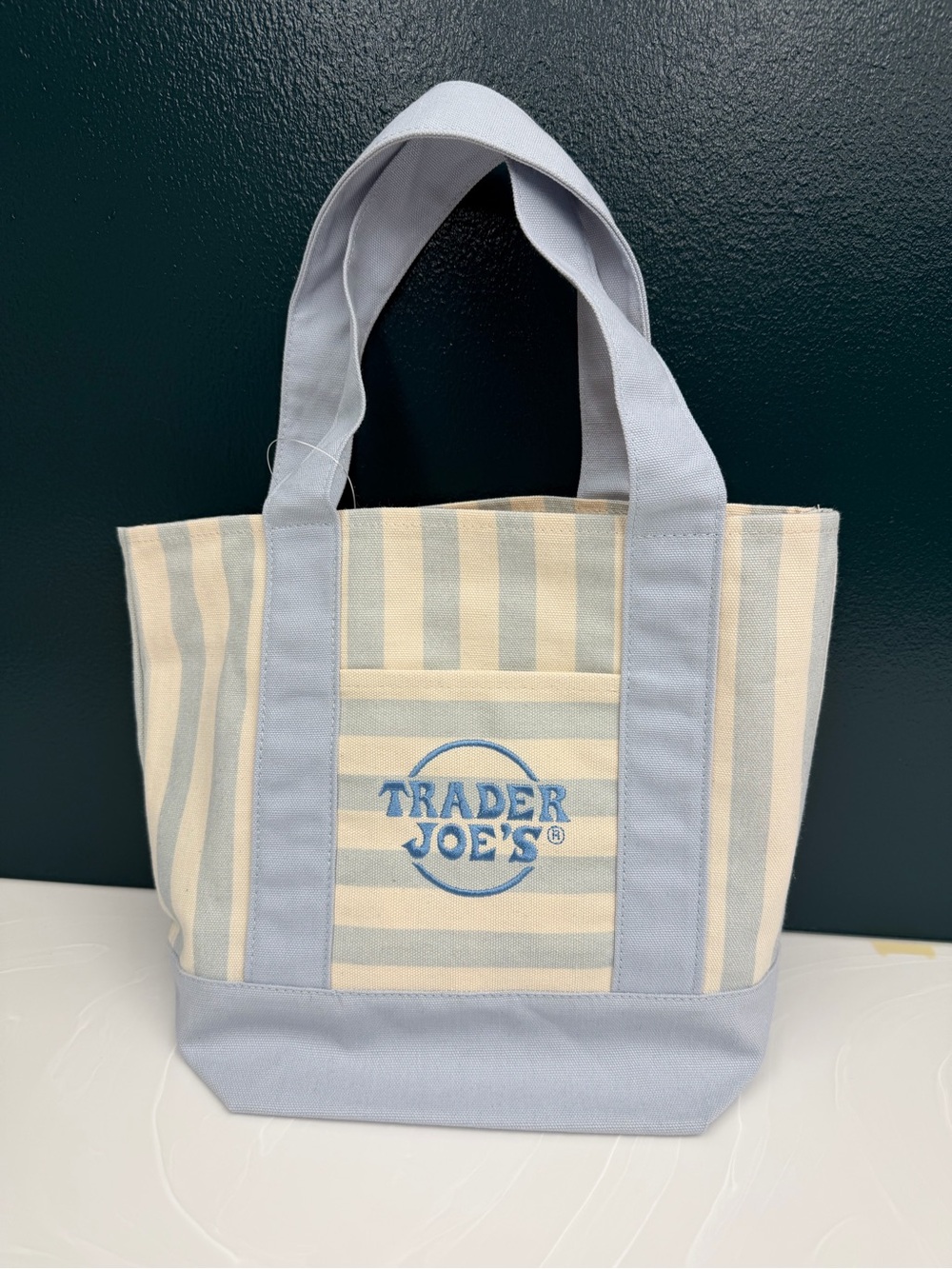 Trader Joe's Blue Striped Canvas Mini-tote